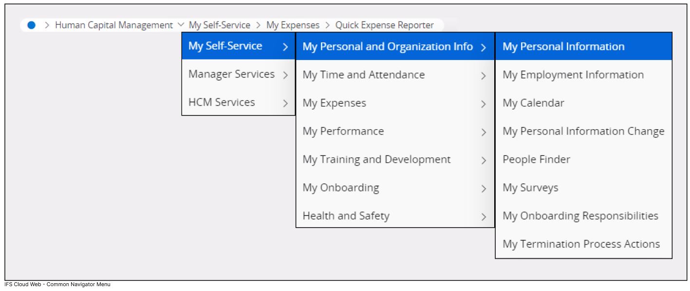 Common Navigator Menu