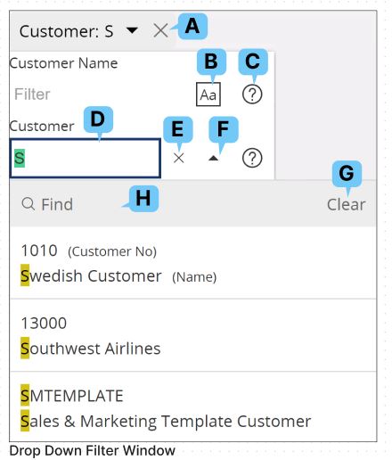 Drop Down Filter Window