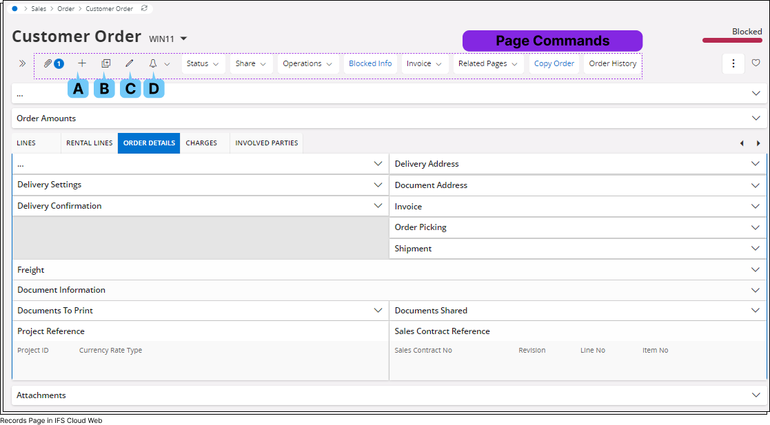 Records page in IFS Cloud