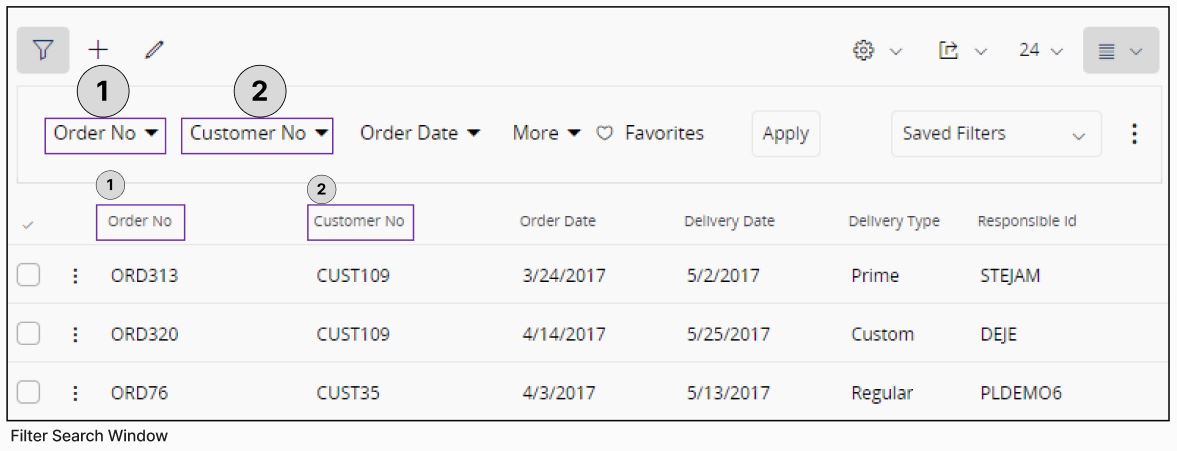 Filter Search Window