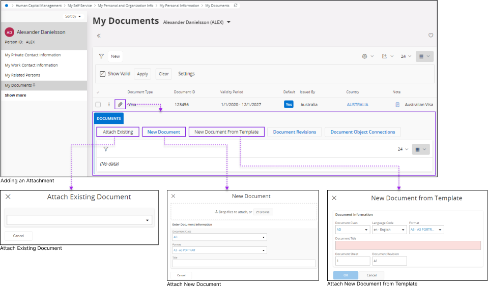 Options Available After Clicking the Attachment Button