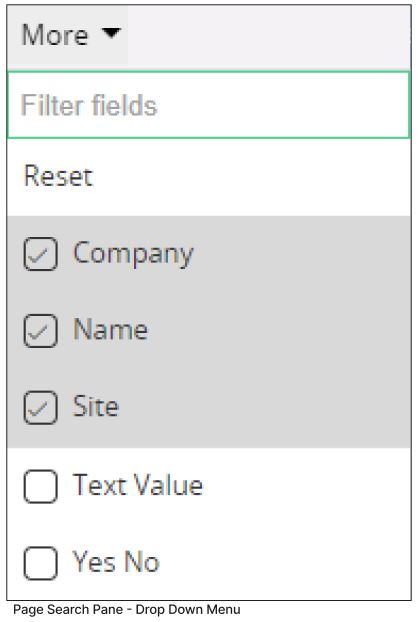 Page Search Menu Drop Down Menu