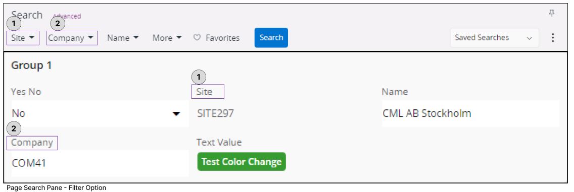 Page Search Pane - Filter Option