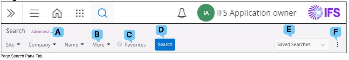 Page Search Pane Tab