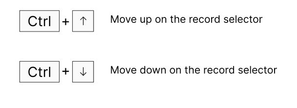 RecordSelectorshortkeys