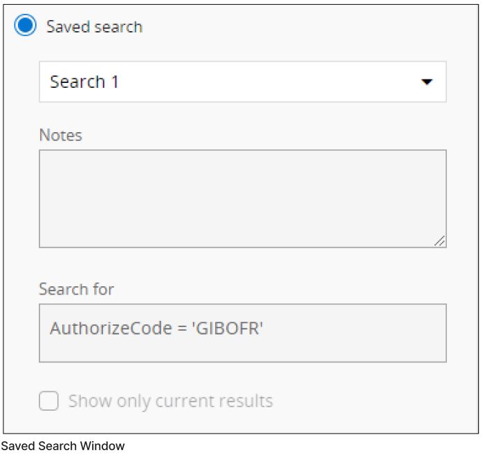 Saved Search Window