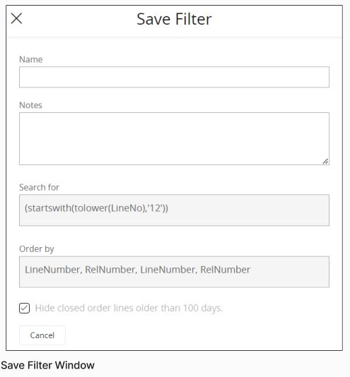 Save Filter Window