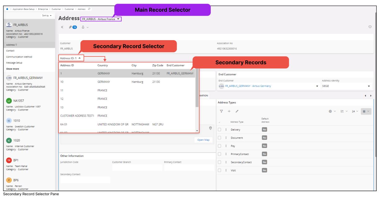 Secondary Record Selector Pane