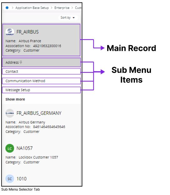 Sub Menu Selector Tab