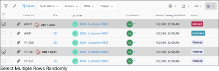 multiple rows dispersed