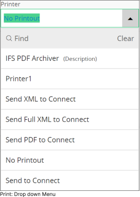 Print : Drop-down Menu