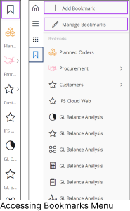 Accessing Bookmarks Menu