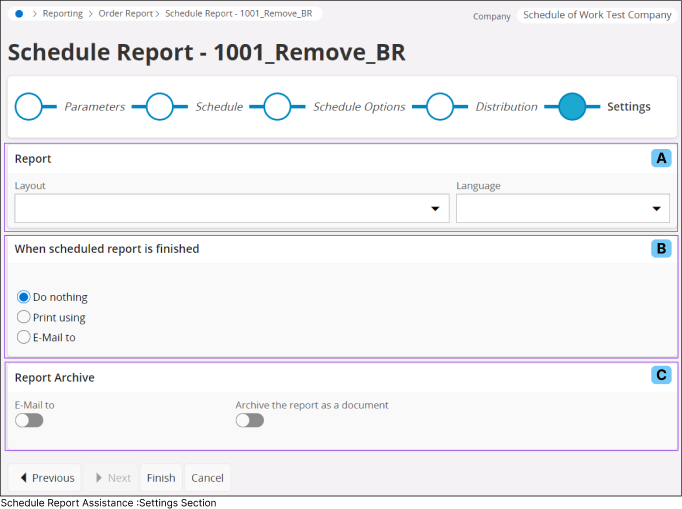 Scheduling Assistance: Settings Section