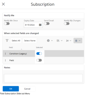 Field Subscription Menu