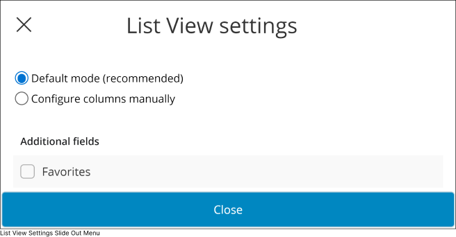 List VIew Settings