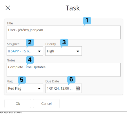 Edit Task Slide Out Menu