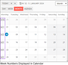Calendar With Week Numbers