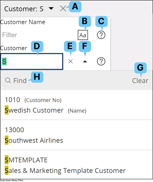 Dropdown-Menü „Filter“