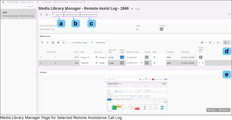 Manage Media Page
