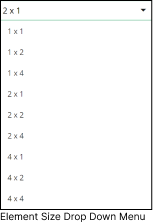 Element Size Drop Down Menu