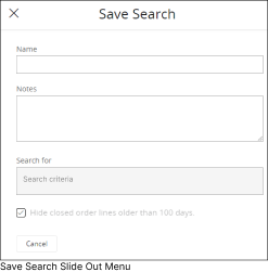 Save Search Slide Out Menu