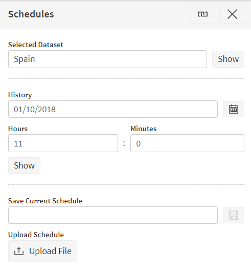 Schedules panel