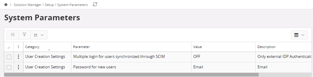 User Creation Settings