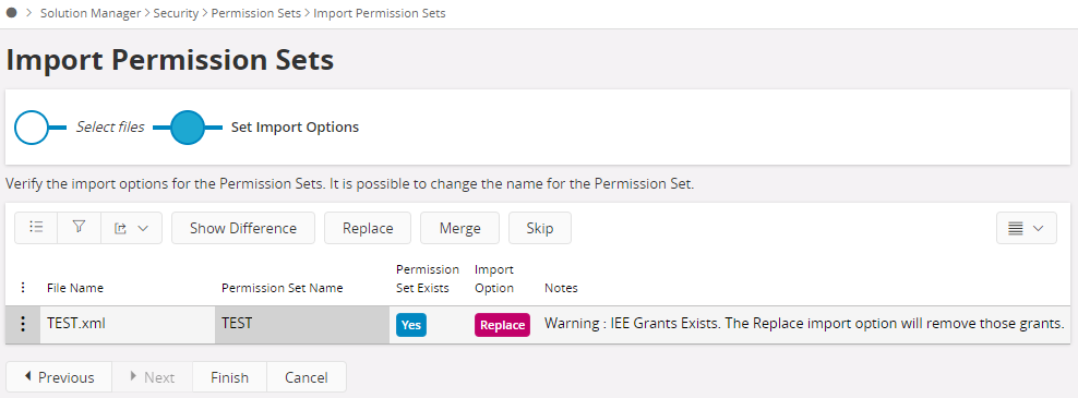 Import Permission Set step 1