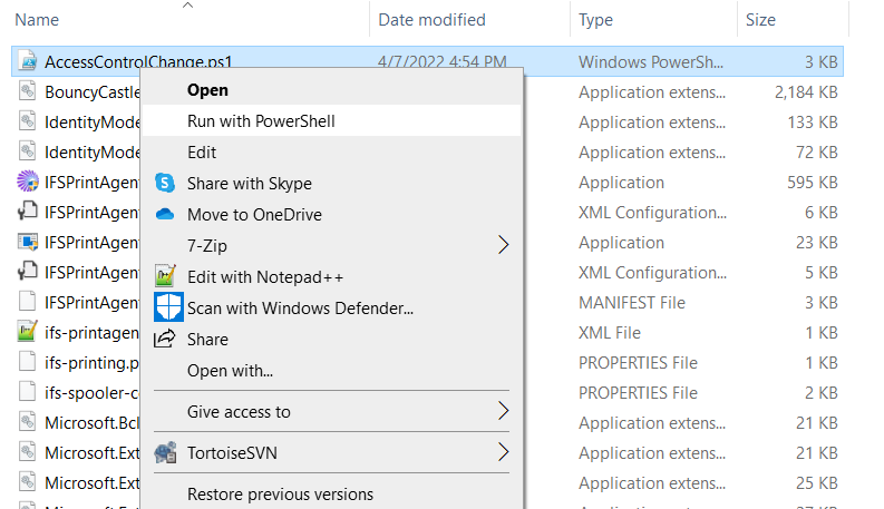 Set folder permission