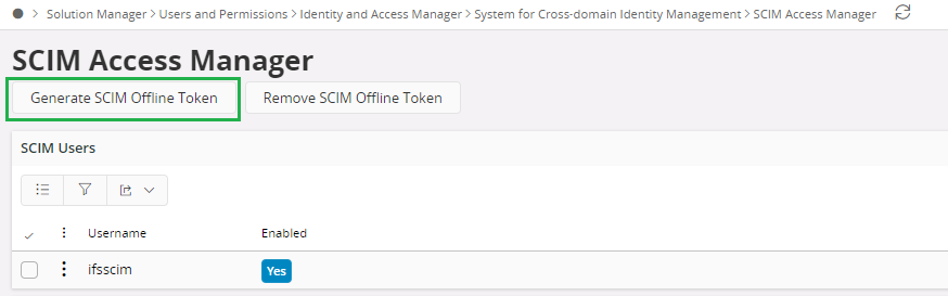Generate Offline Token SCIM