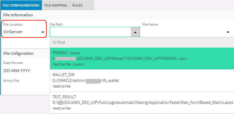 on server file path