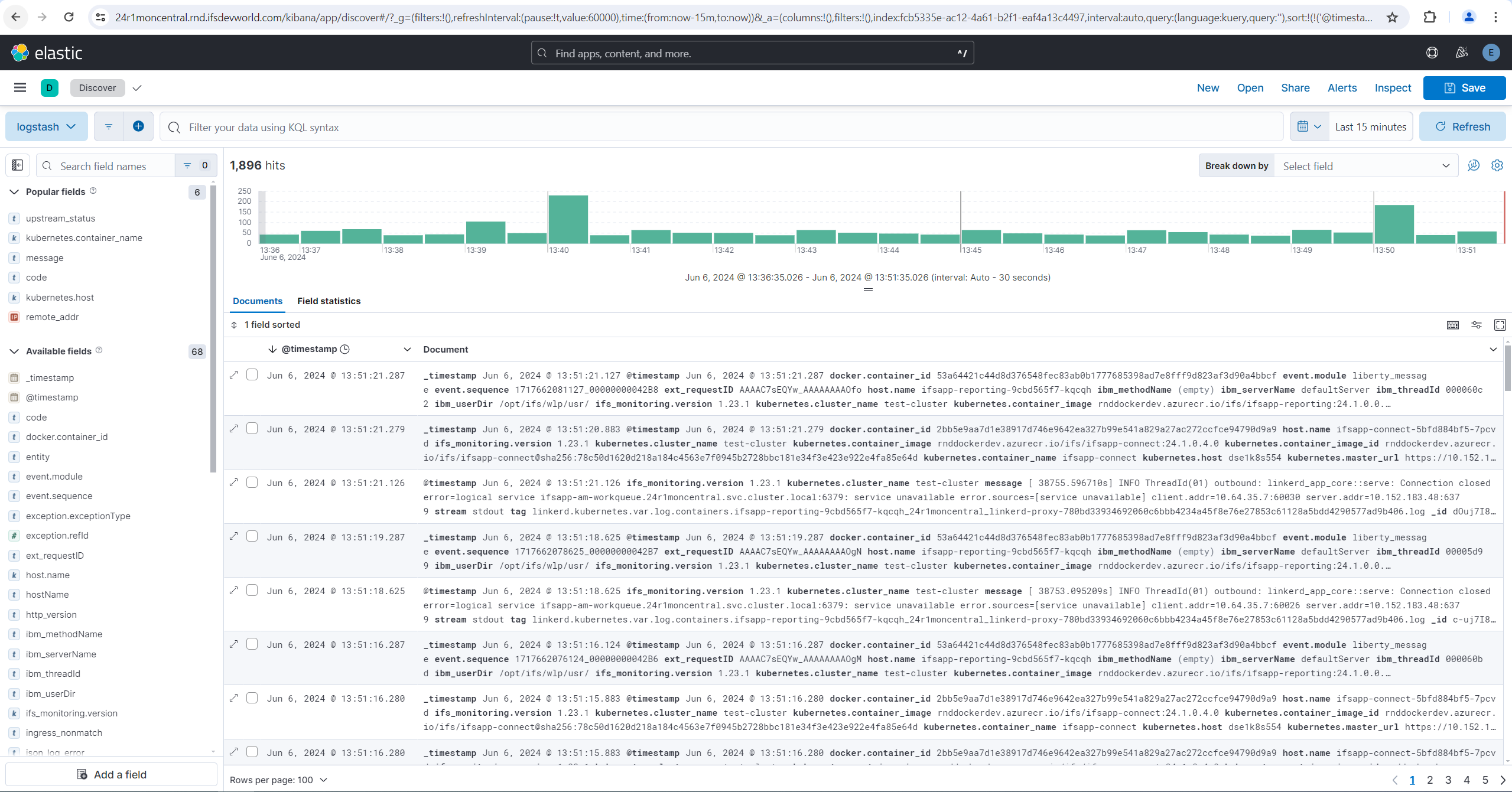 kibana discover view recods