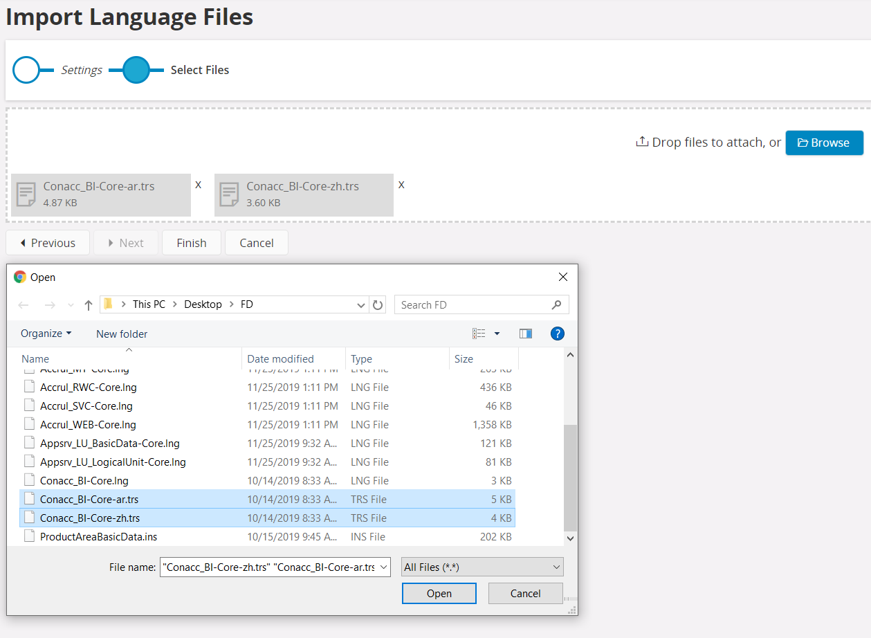 Importing language translations