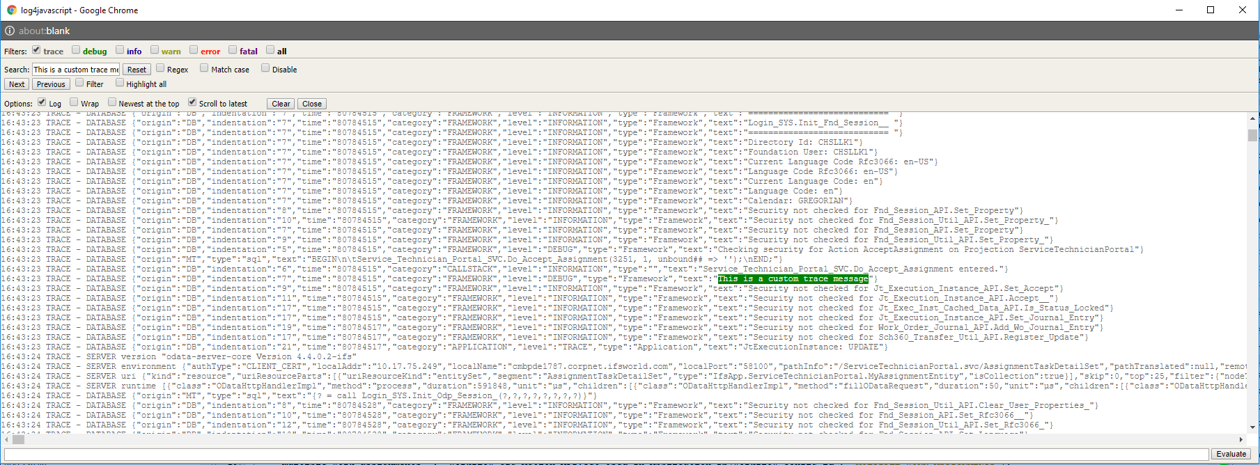 Logging Traces in IFS Cloud Web client