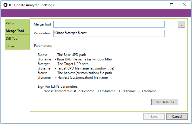 Merge tool tab