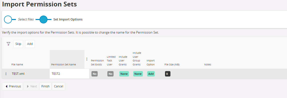 Import Permission Set step 1