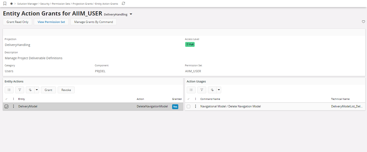 Change Access Level for a Projection page