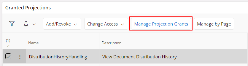 Change Access Level for a Projection page