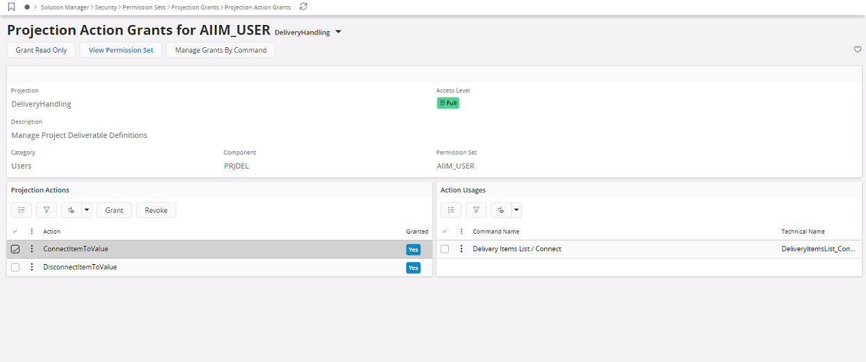 Change Access Level for a Projection page
