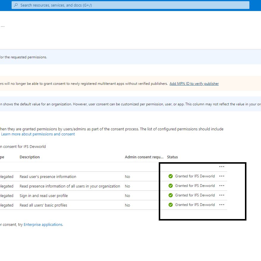 Add Azure App Registration - Technical Documentation For IFS Cloud