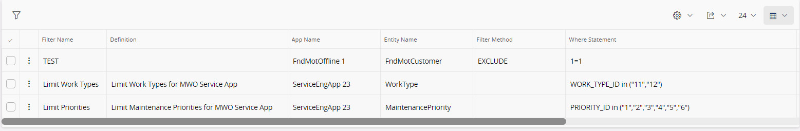 Entity Filters - Technical Documentation For IFS Cloud