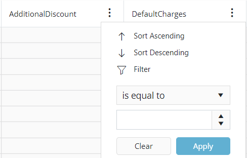 Filter menu for Numerical Attribute