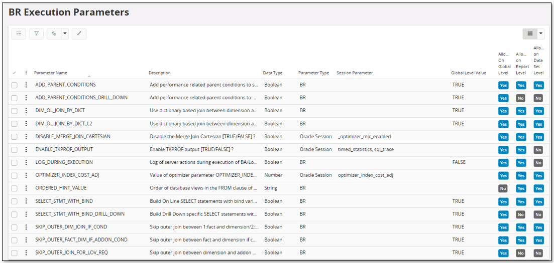 BR Execution Parameter Details - Technical Documentation For IFS Cloud