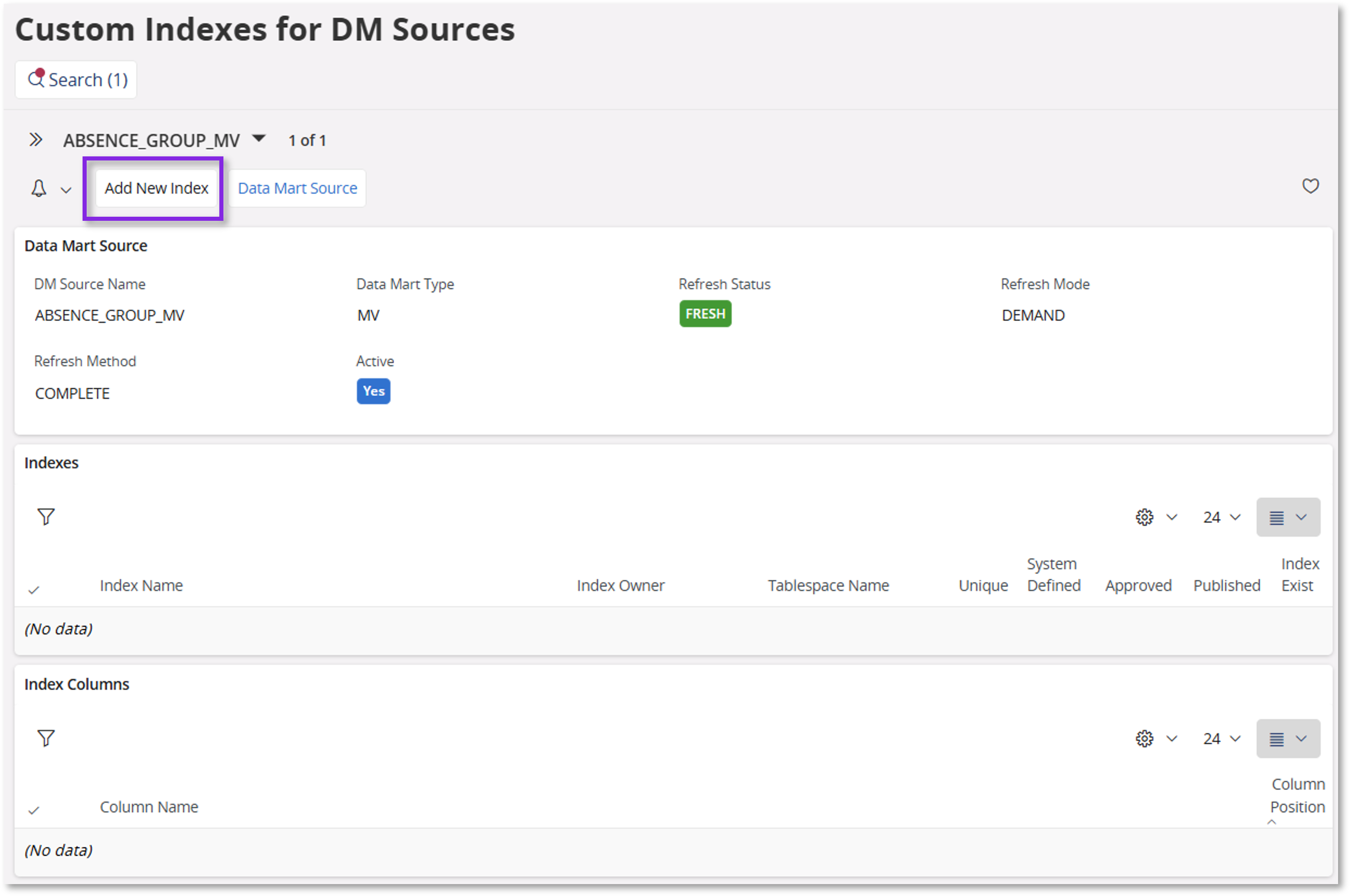 Custom Indexes for Data Mart Sources - Technical Documentation For IFS ...