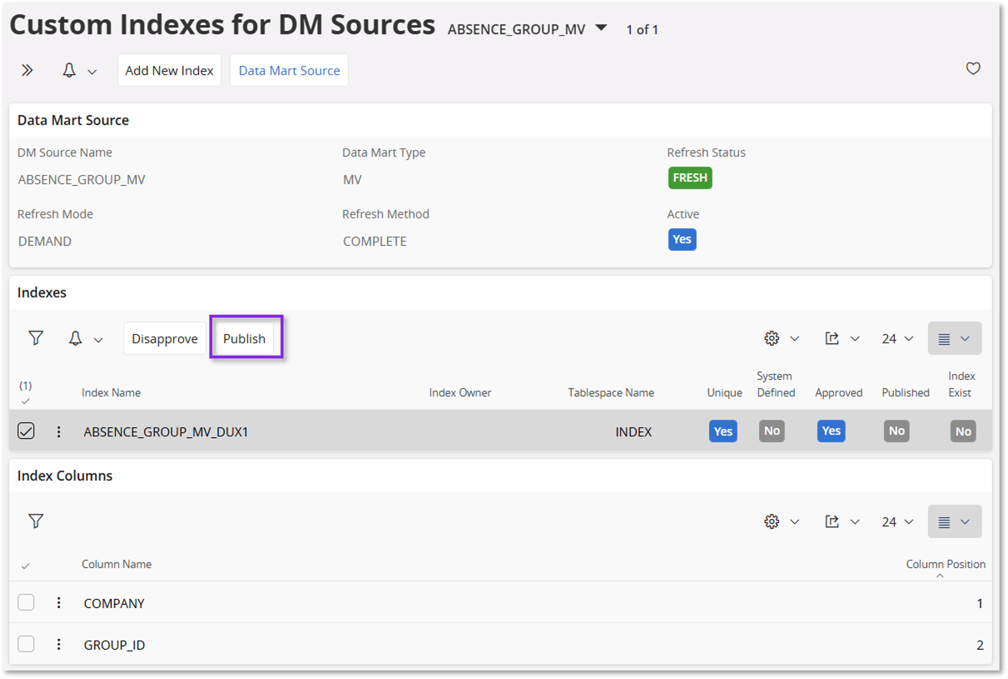Custom Indexes for Data Mart Sources - Technical Documentation For IFS ...