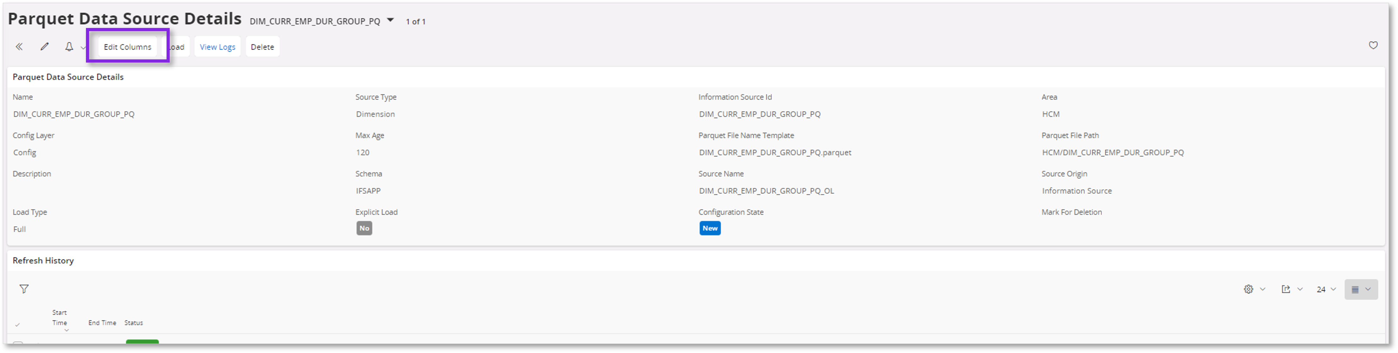 Edit Parquet Data Sources - Technical Documentation For IFS Cloud