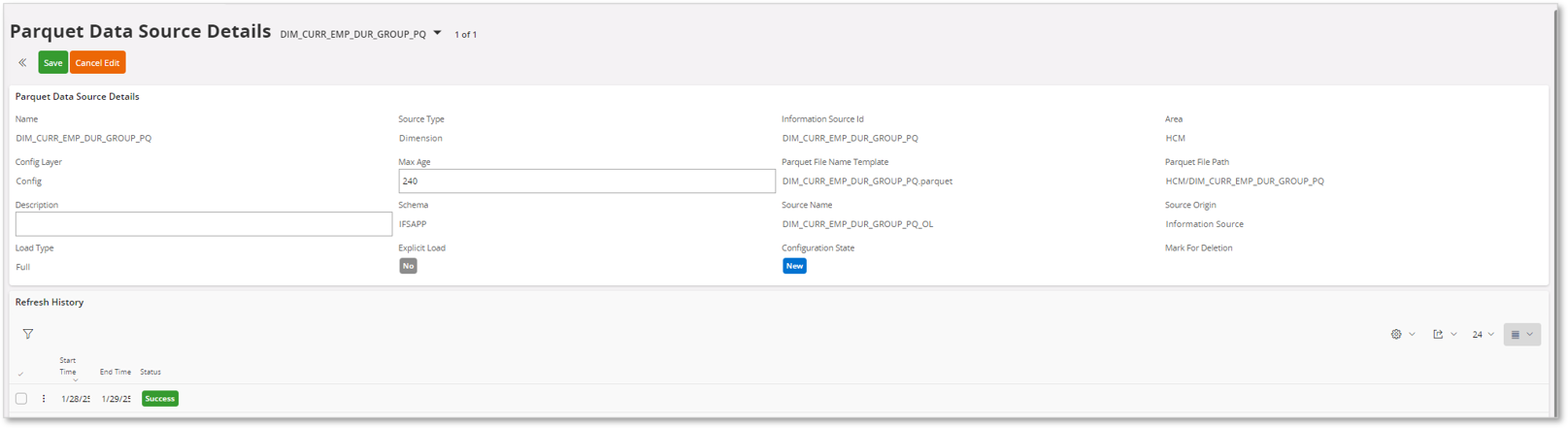 Edit Parquet Data Sources - Technical Documentation For IFS Cloud