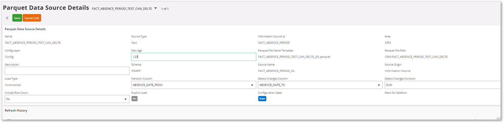 Edit Parquet Data Sources - Technical Documentation For IFS Cloud