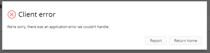 Client error dialog in IFS Cloud Web.