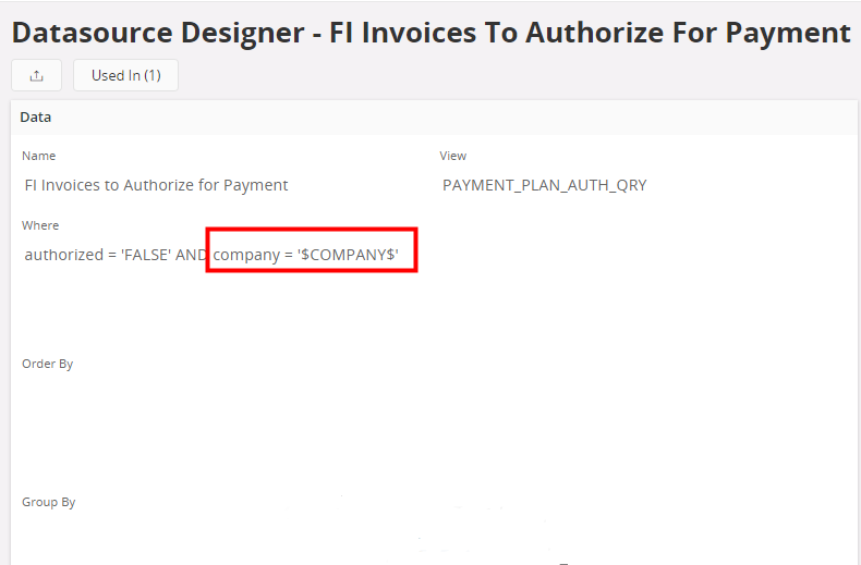 Page Parameter in the data source designer